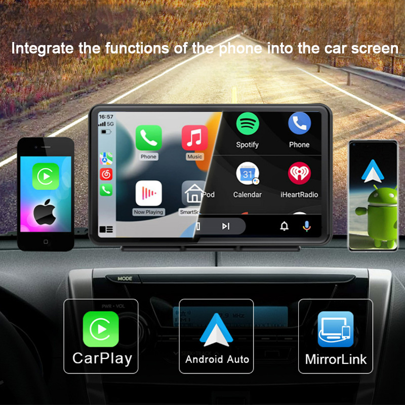 Portable Car Stereo with Wireless CarPlay and Android Auto,Apple CarPlay Dash Mount Car Screen